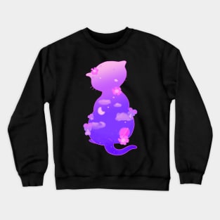 Kitten Silhouette Night Sky Crewneck Sweatshirt